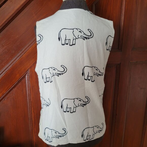 Primitive Arts Ltd Cotton Elephant Print Sleeveless Vest Top M - Picture 3 of 9